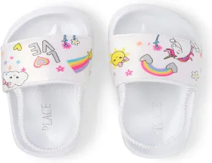 The Children's Place Baby-Girl's Printed Doodle Slide Sandals Slipper