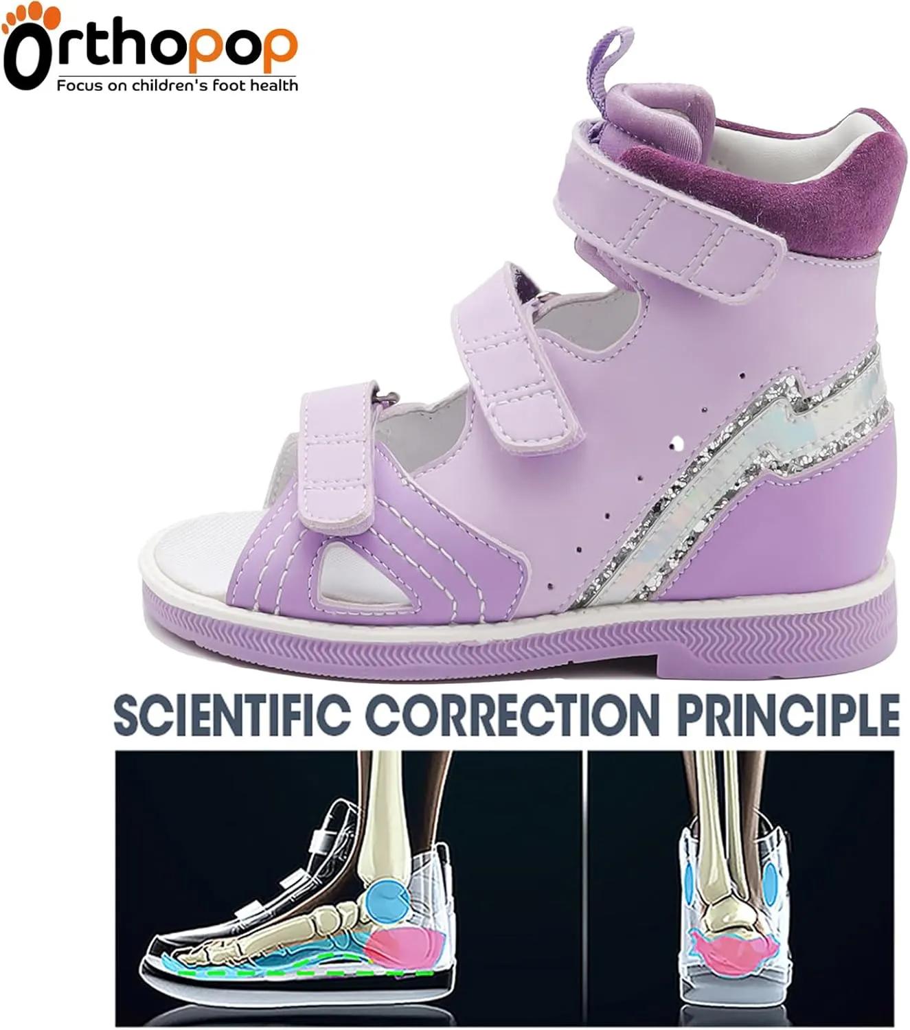 Toddler Arch and Ankle Support Orthopaedic Sandals,Purple High Top AFO Shoes