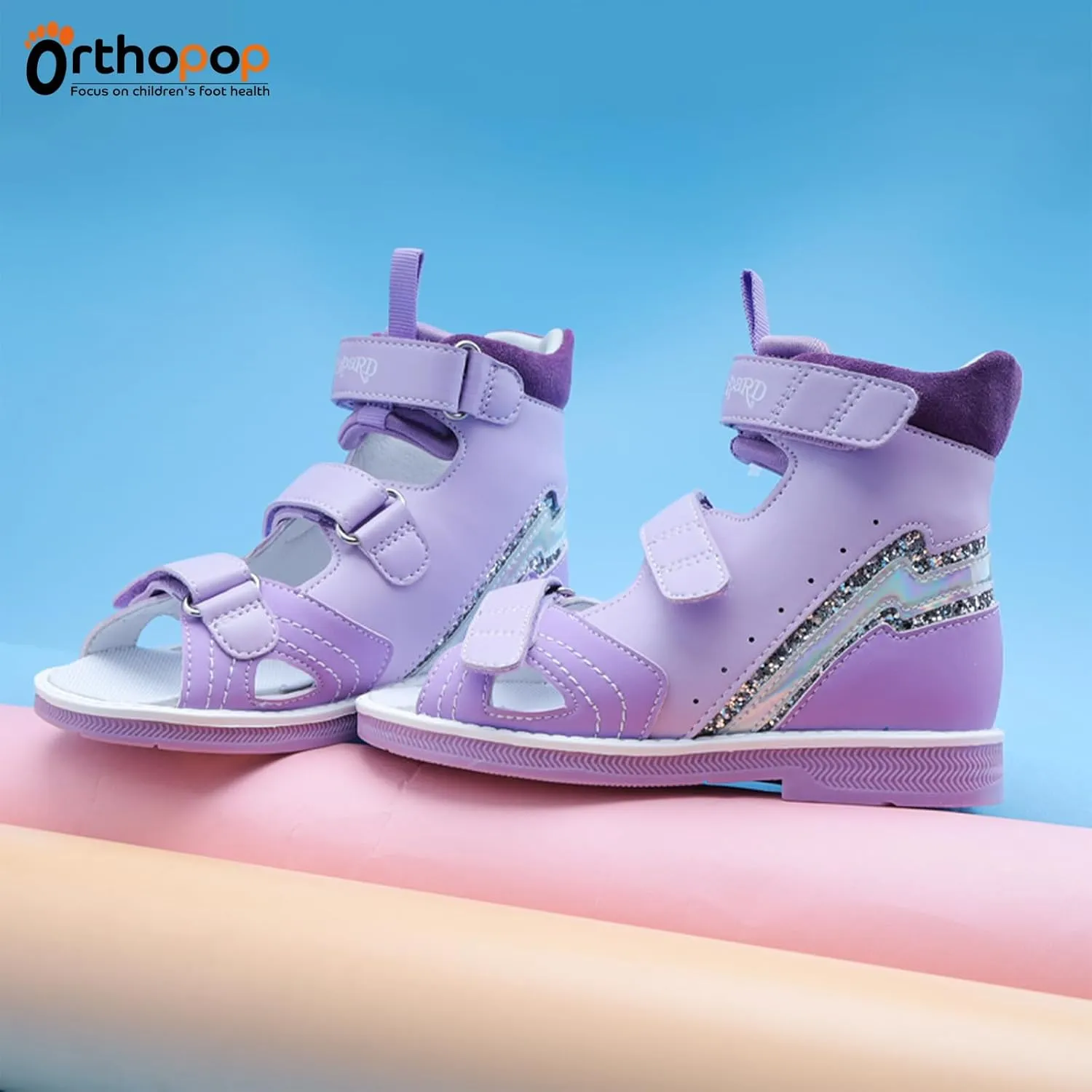 Toddler Arch and Ankle Support Orthopaedic Sandals,Purple High Top AFO Shoes