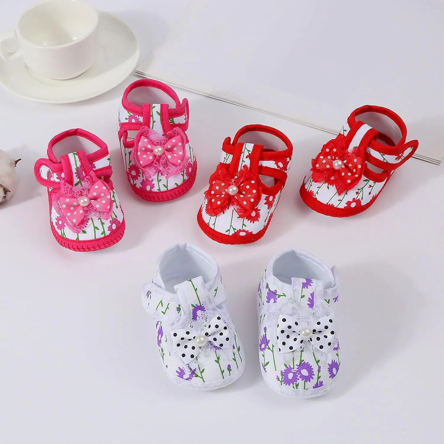 Toddler Baby Girls Cute Flower First Walking Sandals Lightweight Soft Sole Non-Slip Sneakers Princess Wedding Shoes