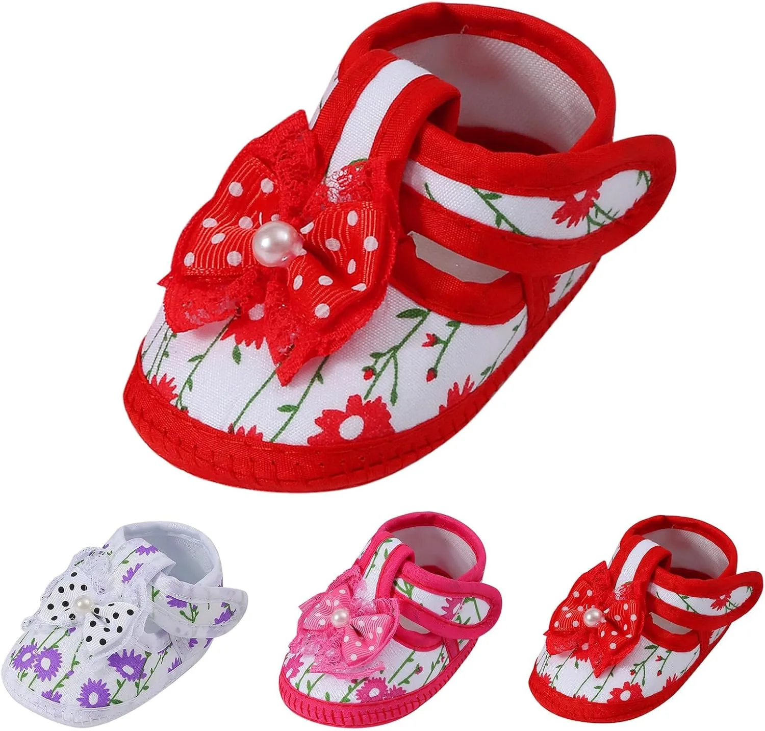 Toddler Baby Girls Cute Flower First Walking Sandals Lightweight Soft Sole Non-Slip Sneakers Princess Wedding Shoes