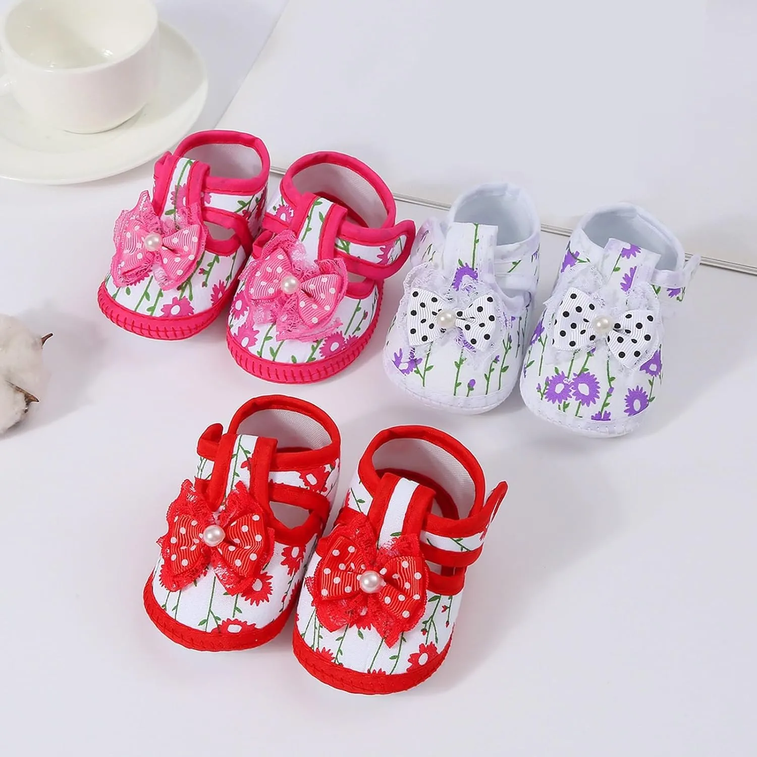 Toddler Baby Girls Cute Flower First Walking Sandals Lightweight Soft Sole Non-Slip Sneakers Princess Wedding Shoes
