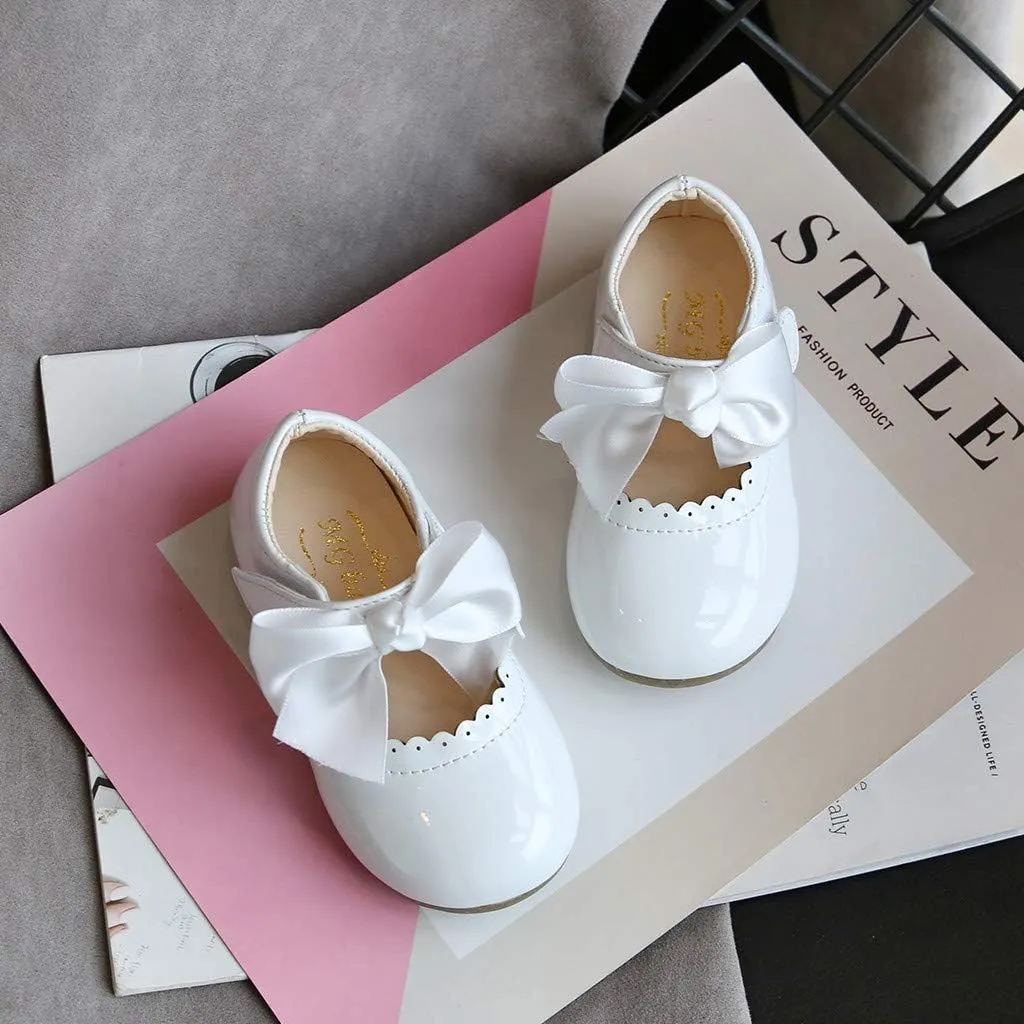 Toddler Baby Girls Mary Jane Flats Infant Newborn Walking Shoes Soft Rubber Sole Princess Wedding Dress Shoes