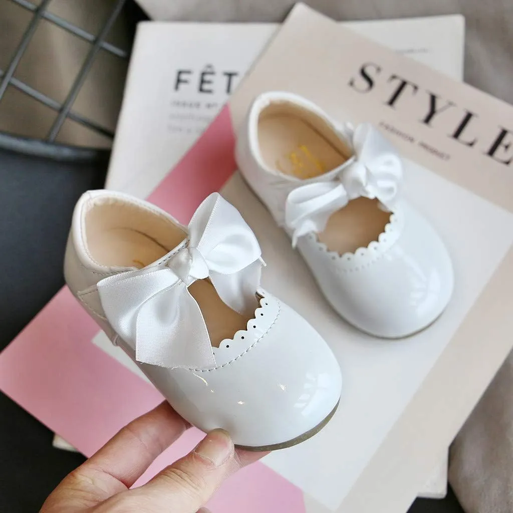 Toddler Baby Girls Mary Jane Flats Infant Newborn Walking Shoes Soft Rubber Sole Princess Wedding Dress Shoes