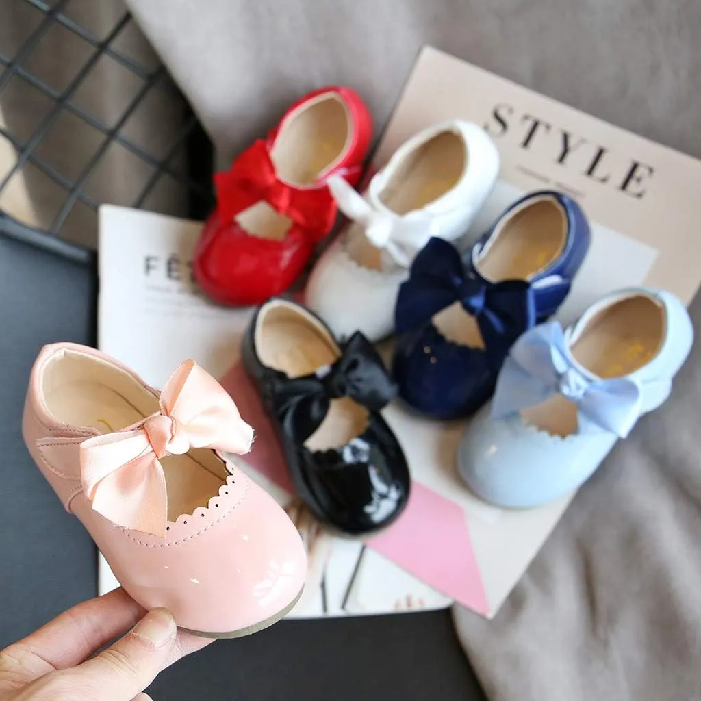 Toddler Baby Girls Mary Jane Flats Infant Newborn Walking Shoes Soft Rubber Sole Princess Wedding Dress Shoes