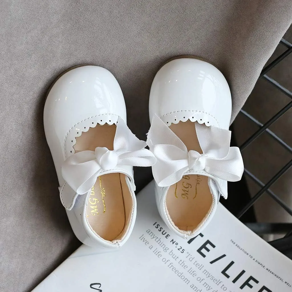 Toddler Baby Girls Mary Jane Flats Infant Newborn Walking Shoes Soft Rubber Sole Princess Wedding Dress Shoes
