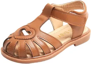 Toddler Baby Girls Sandals Slip On Falts Shoes Cute Weave Hollow Out Non-Slip Soft Sole Beach Sandal Shoe Comfort R-776 Brown 8