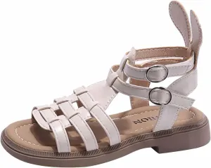 Toddler Baby Girls Sandals Slip On Falts Shoes Cute Weave Hollow Out Non-Slip Soft Sole Beach Sandal Shoe Comfort T-025 Beige 2