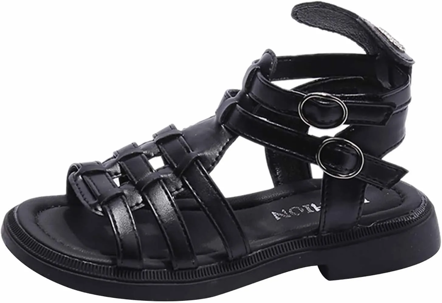 Toddler Baby Girls Sandals Slip On Falts Shoes Cute Weave Hollow Out Non-slip Soft Sole Beach Sandal SHoe Comfort T-025 Black 12.5