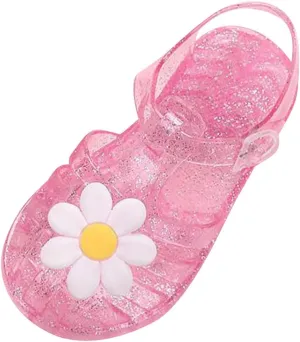 Toddler Baby Girls Shoes Slip On Cute Fruit Jelly Colors Hollow Out Non-slip Soft Sole Beach Sandals Comfy Shoes H-785 Pink 11.5