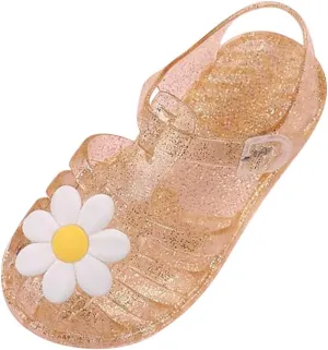 Toddler Baby Girls Shoes Slip On Cute Fruit Jelly Colors Hollow Out Non-slip Soft Sole Beach Sandals Comfy Shoes H-785 Yellow 8.5