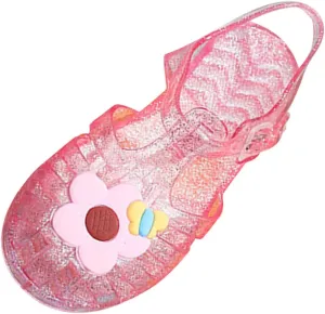Toddler Baby Girls Shoes Slip On Cute Fruit Jelly Colors Hollow Out Non-slip Soft Sole Beach Sandals Comfy Shoes Q-870 Pink 11.5