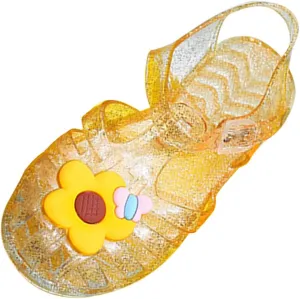 Toddler Baby Girls Shoes Slip On Cute Fruit Jelly Colors Hollow Out Non-slip Soft Sole Beach Sandals Comfy Shoes Q-870 Yellow 12.5