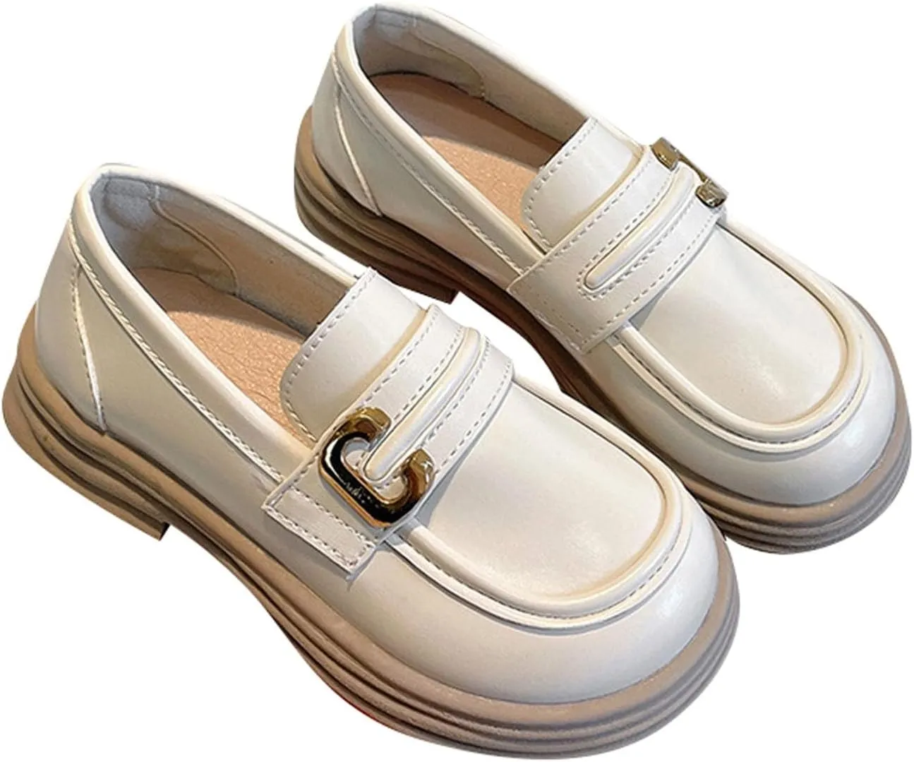 Toddler Baby Girls Sneaker Shoes Solid Rubber Sole Soft Non Slip Metal Decorative Buckle Casual Flip Flops Shoes