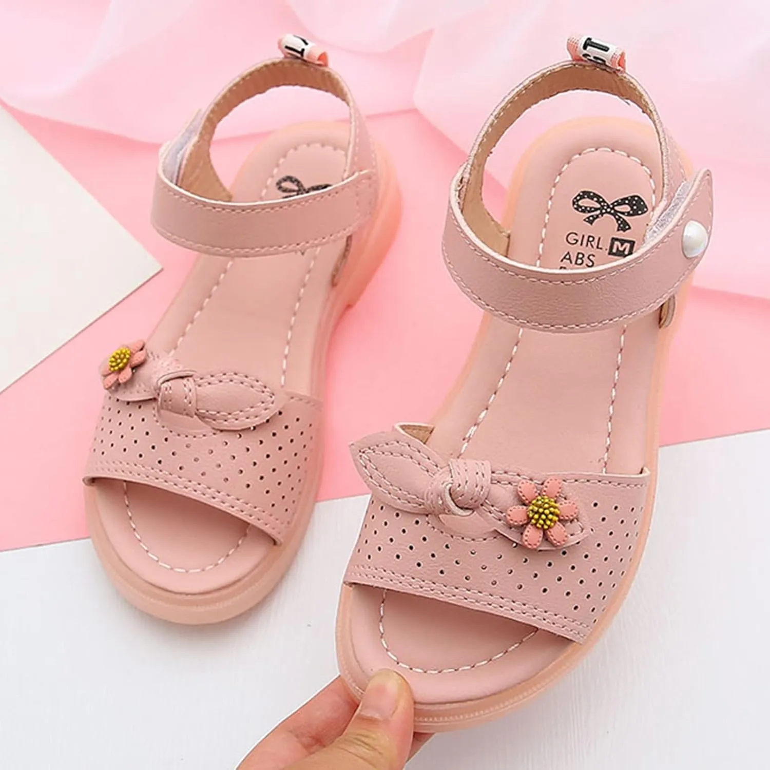 Toddler Baby Kid Little Girl Sandals Soft Sole Non Slip Casual Sandals Summer Princess Beach Shoes (Pink, 1 Big Kids)