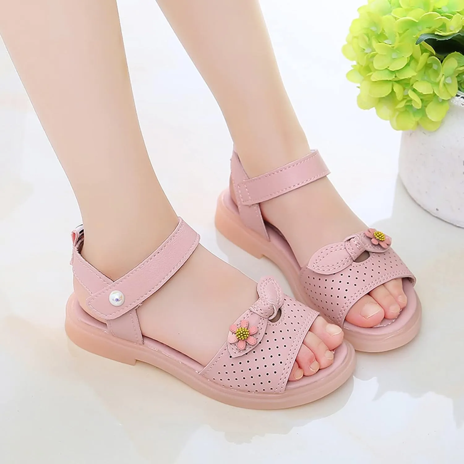 Toddler Baby Kid Little Girl Sandals Soft Sole Non Slip Casual Sandals Summer Princess Beach Shoes (Pink, 1 Big Kids)