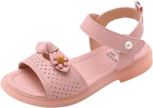Toddler Baby Kid Little Girl Sandals Soft Sole Non Slip Casual Sandals Summer Princess Beach Shoes (Pink, 1 Big Kids)