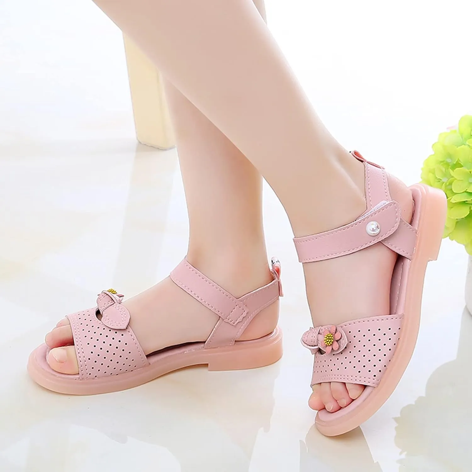Toddler Baby Kid Little Girl Sandals Soft Sole Non Slip Casual Sandals Summer Princess Beach Shoes (Pink, 1 Big Kids)