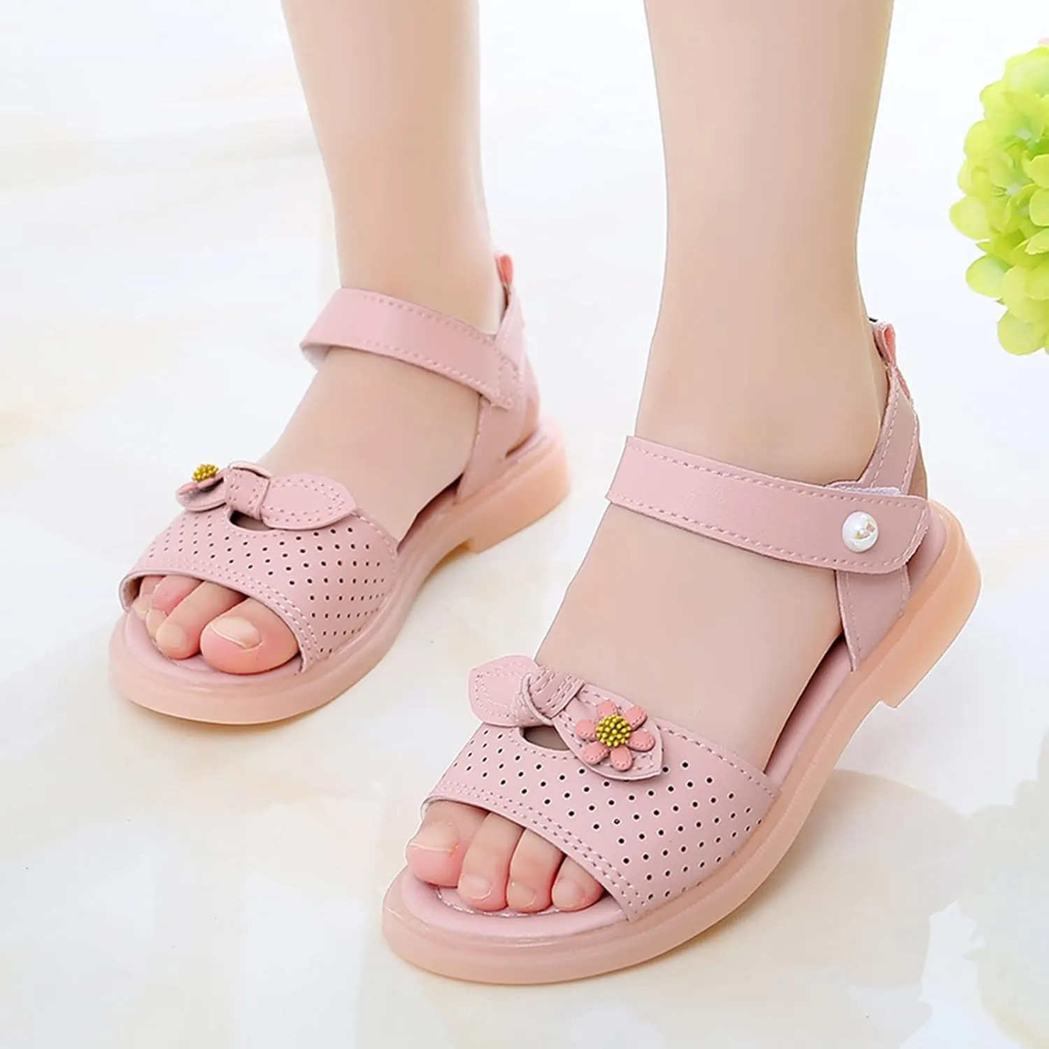 Toddler Baby Kid Little Girl Sandals Soft Sole Non Slip Casual Sandals Summer Princess Beach Shoes (Pink, 1 Big Kids)