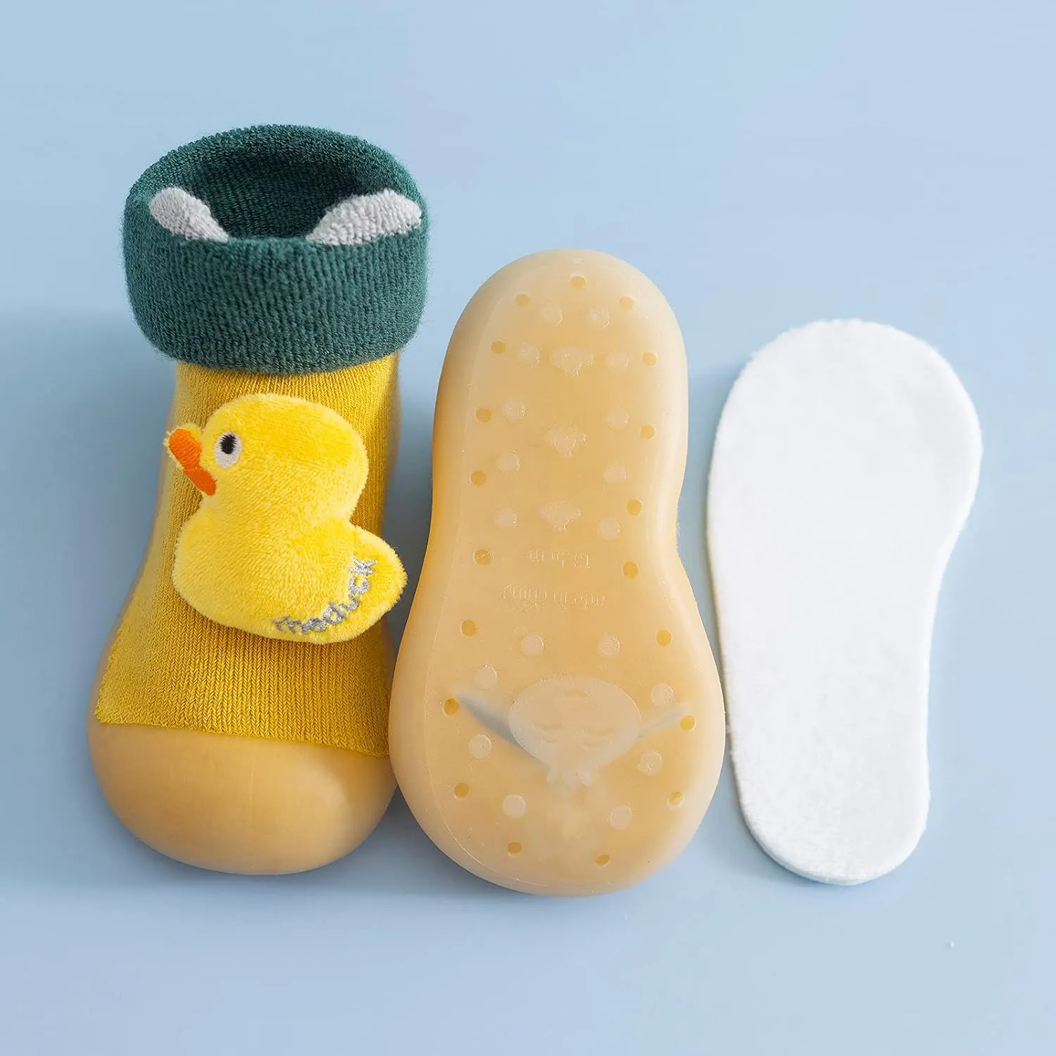 Toddler Baby Solid Warm Knit Rubber Sock Shoes Kids Boys Girls Soft Sole Dinosaur Print Stockings Fall Slipper