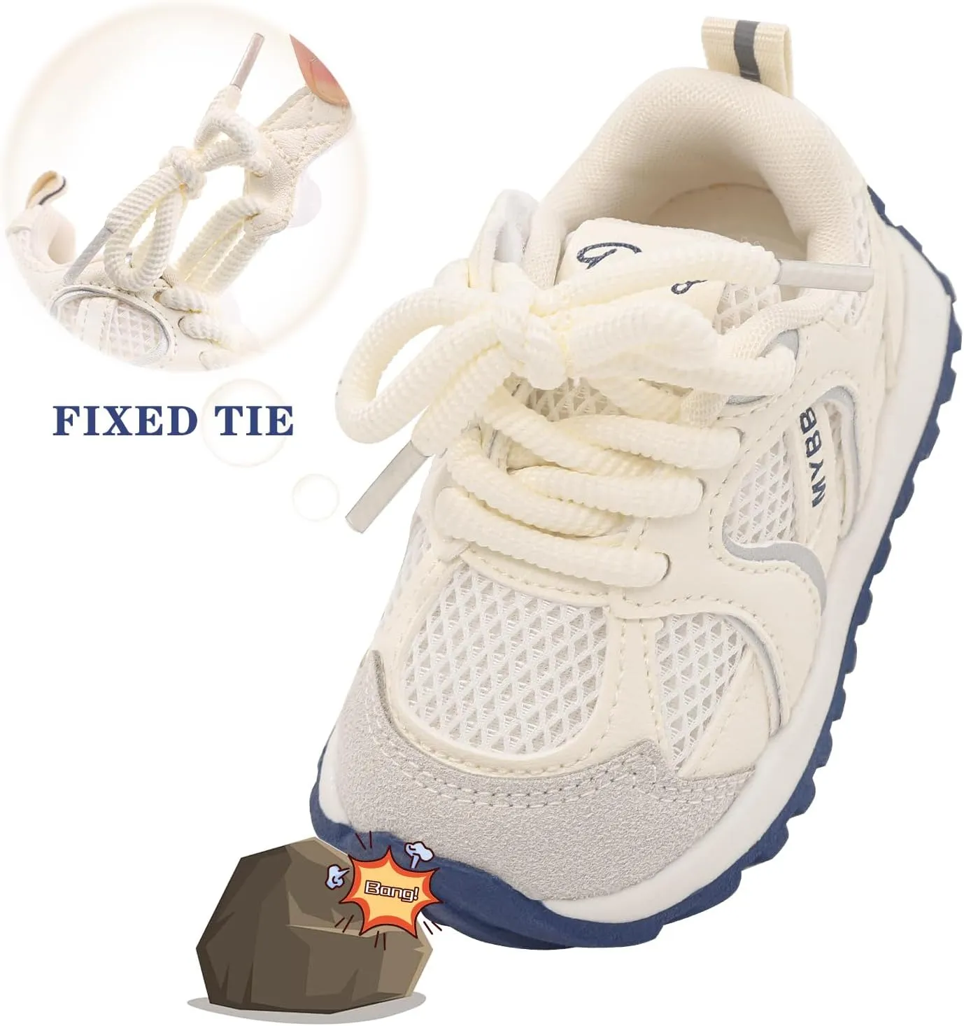 Toddler Boy Girl Sneakers Fixed-tie Flexible Baby Walking Running Tennis Athletic Shoes