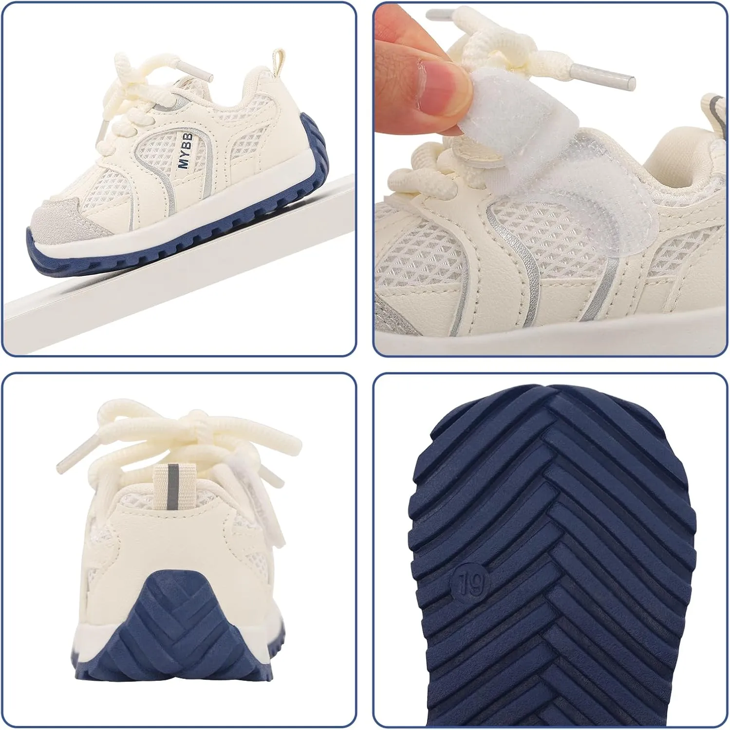 Toddler Boy Girl Sneakers Fixed-tie Flexible Baby Walking Running Tennis Athletic Shoes