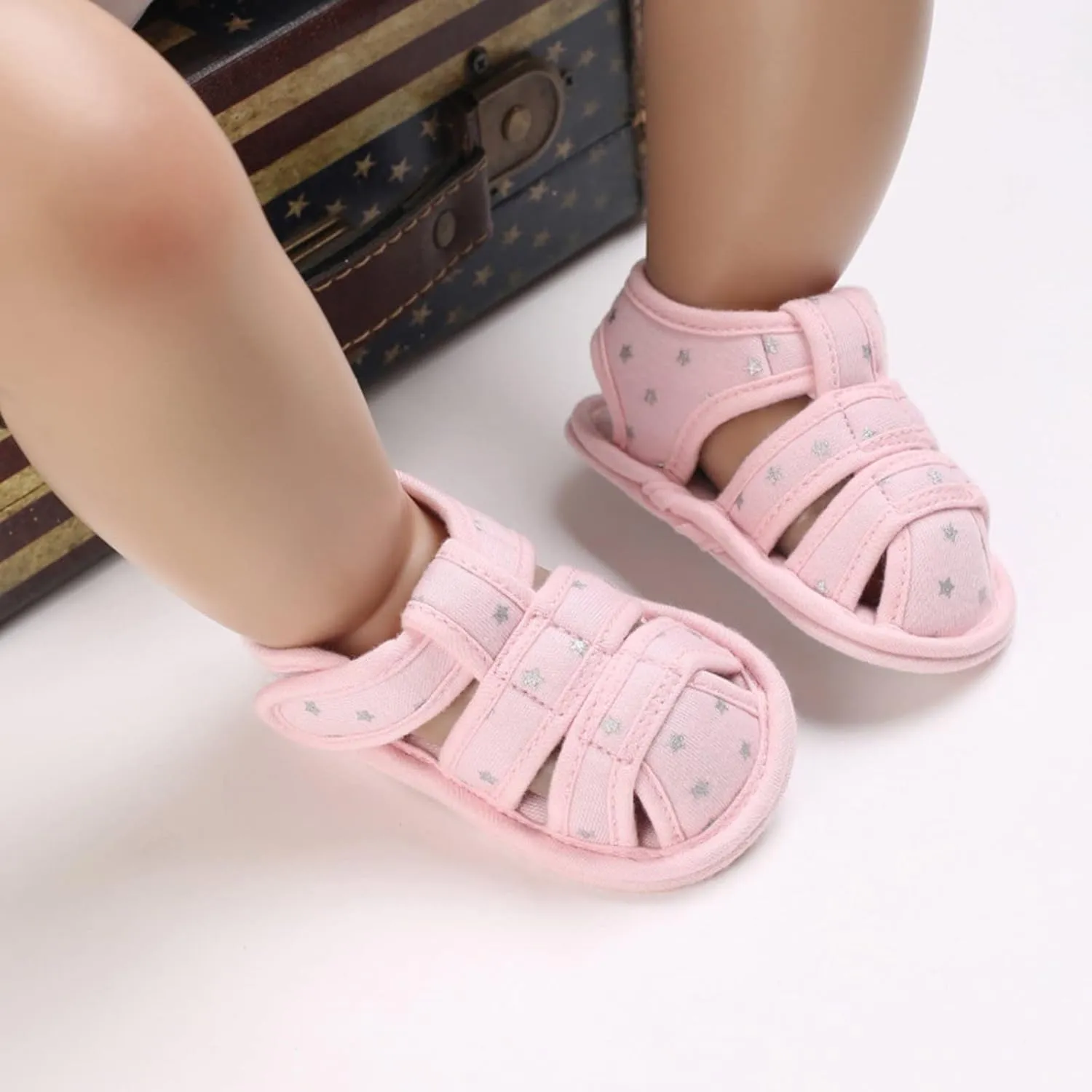 Toddler Cotton Gldiator Sandals Comfy Breathable Closed Toe Flat Shoes Baby Boys Girls Indoor Infant Walking Shoes