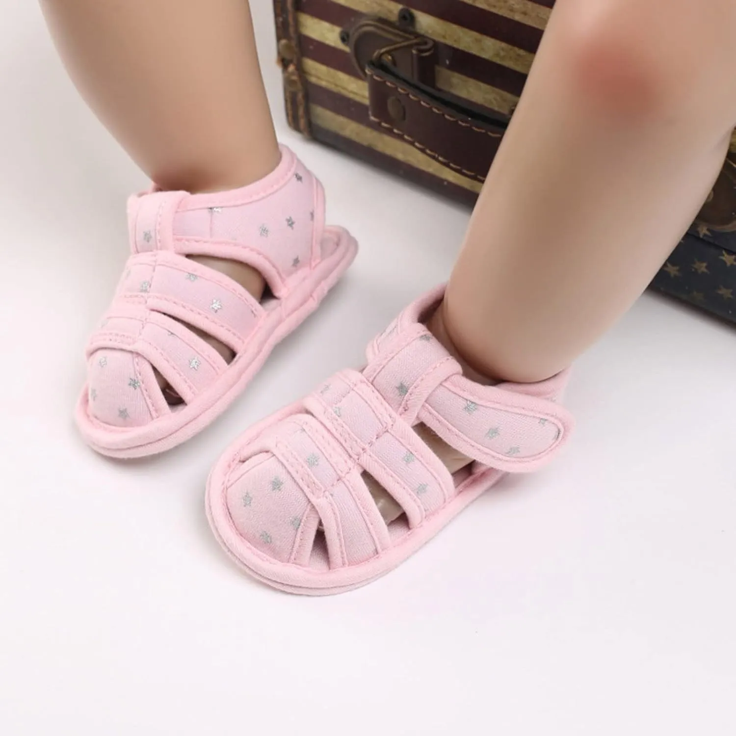 Toddler Cotton Gldiator Sandals Comfy Breathable Closed Toe Flat Shoes Baby Boys Girls Indoor Infant Walking Shoes