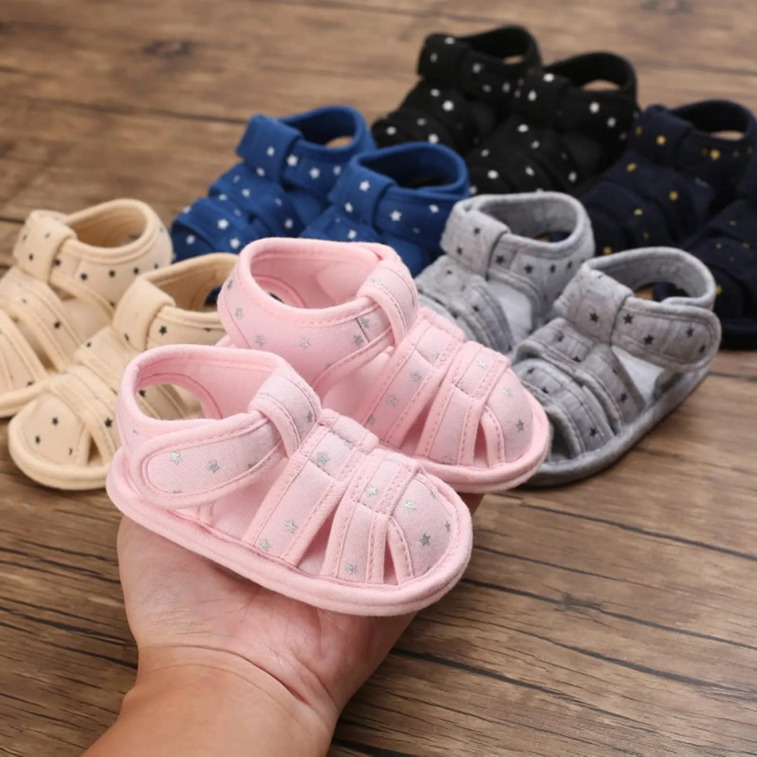 Toddler Cotton Gldiator Sandals Comfy Breathable Closed Toe Flat Shoes Baby Boys Girls Indoor Infant Walking Shoes