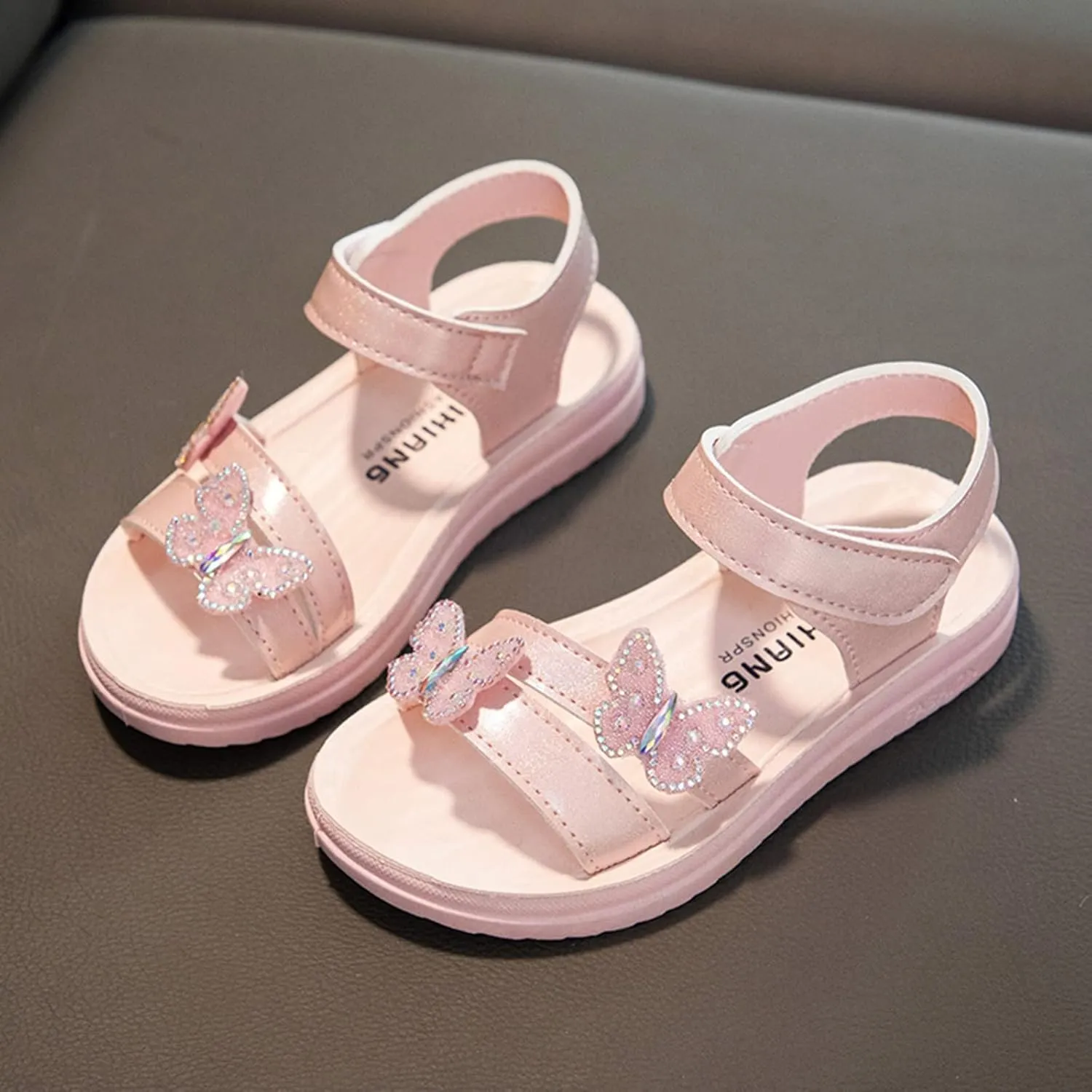Toddler Crystal Butterfly Sandals Summer Kids Princess Lightweight Soft Open Toe Rhinestone Wedding Party Shoes