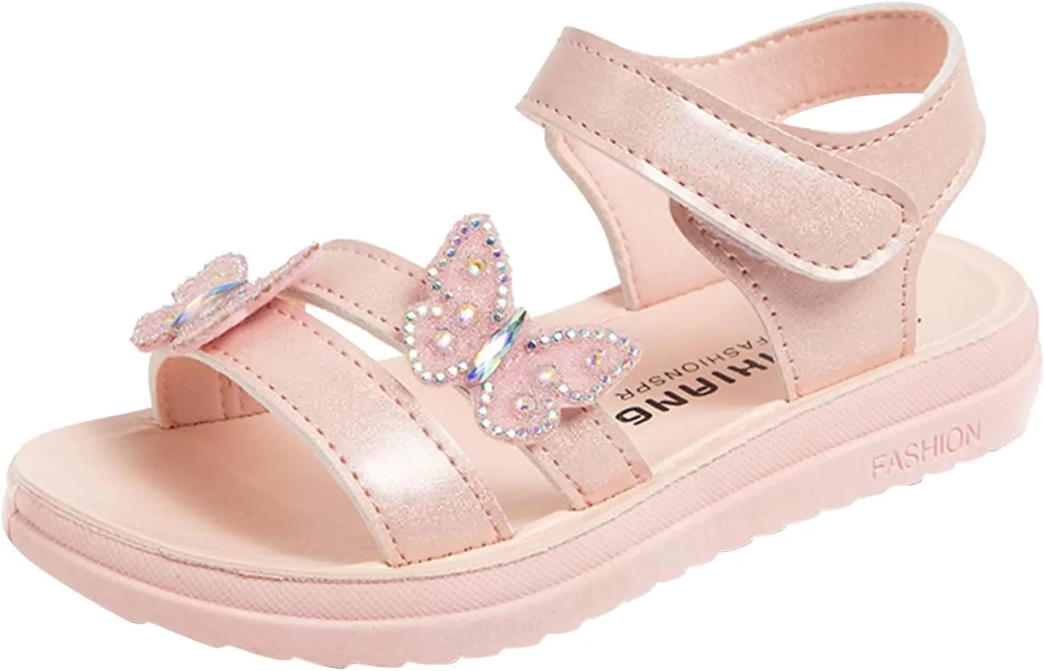 Toddler Crystal Butterfly Sandals Summer Kids Princess Lightweight Soft Open Toe Rhinestone Wedding Party Shoes