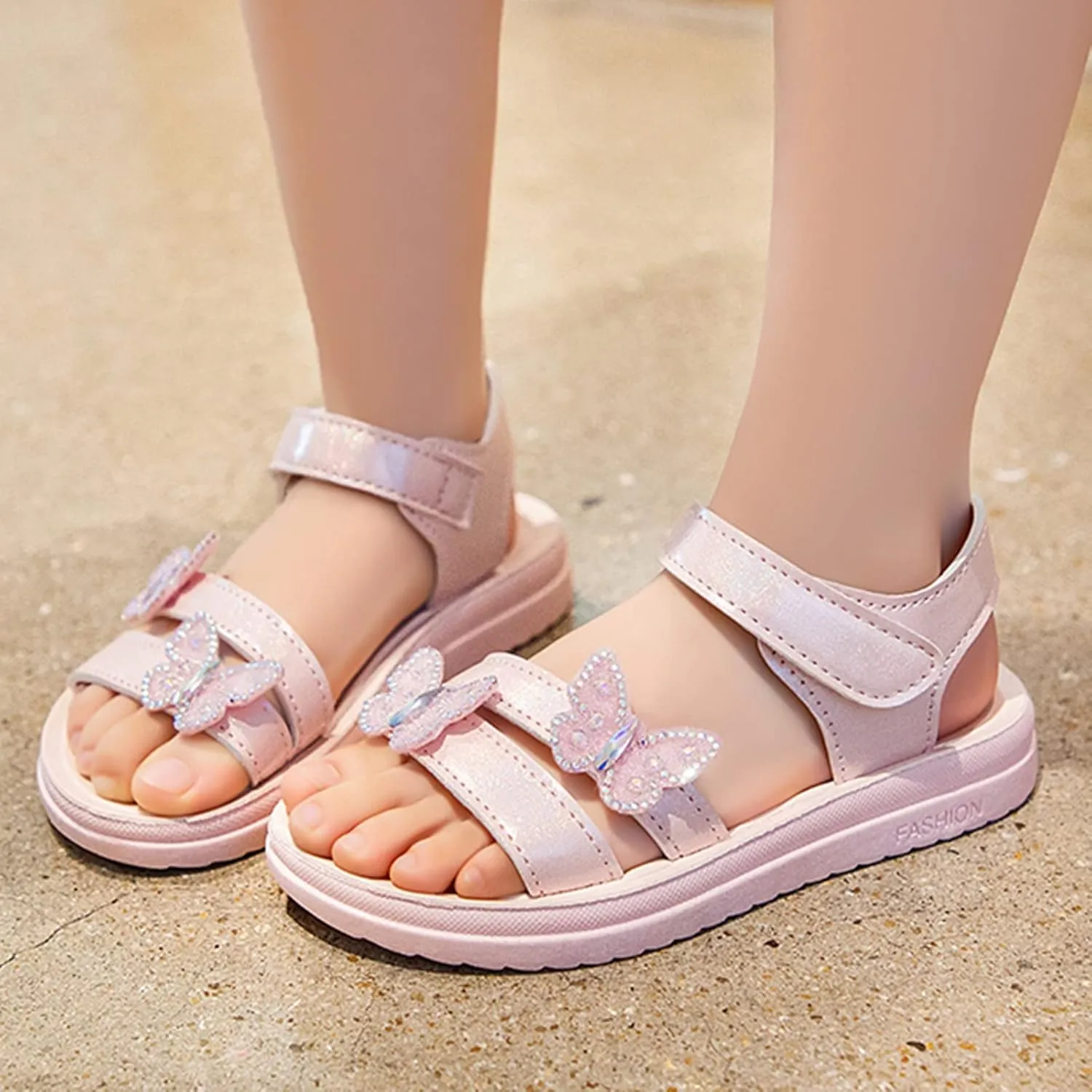 Toddler Crystal Butterfly Sandals Summer Kids Princess Lightweight Soft Open Toe Rhinestone Wedding Party Shoes