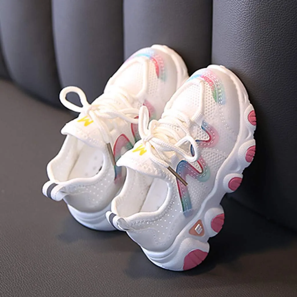 Toddler Girl Shoes Kids Baby Girls Sneakers Mesh Breathable Lace Up Soft Shoes 1-6 Years