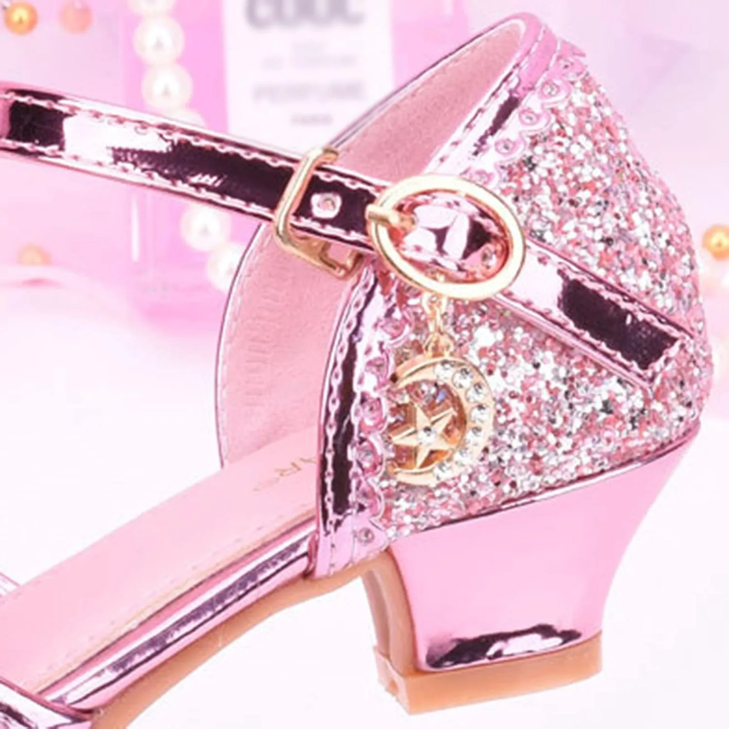 Toddler Girl Shoes Kids Glitter Sandals High Heels Solid Princess Dress Shoes Party Wedding Flower Girl Sandals