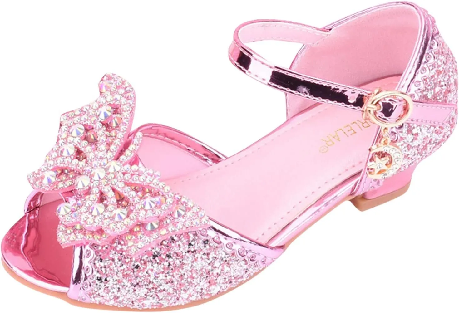 Toddler Girl Shoes Kids Glitter Sandals High Heels Solid Princess Dress Shoes Party Wedding Flower Girl Sandals