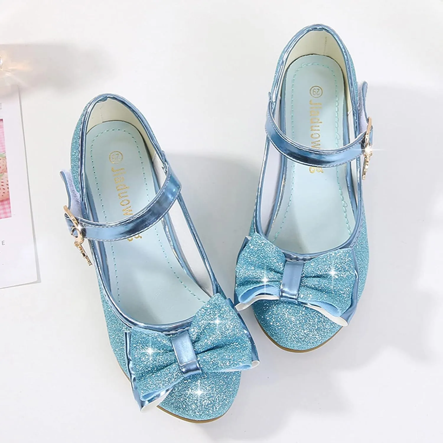 Toddler Girl Shoes,Little Kid Girls Dress Princess Shoes Sequins Bowknot Low Heels Party Dance Shoes 4-9 Years
