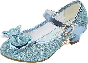 Toddler Girl Shoes,Little Kid Girls Dress Princess Shoes Sequins Bowknot Low Heels Party Dance Shoes 4-9 Years