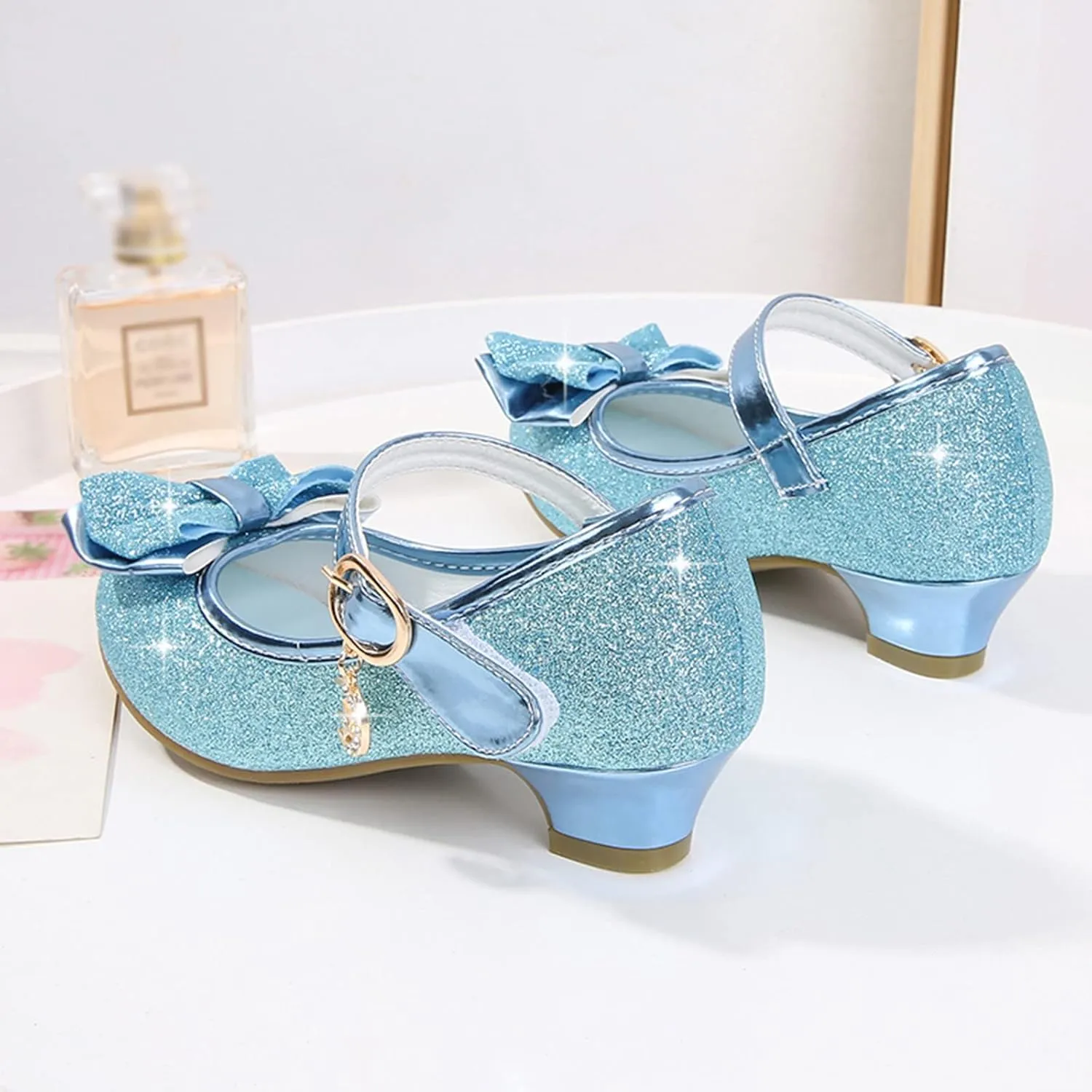 Toddler Girl Shoes,Little Kid Girls Dress Princess Shoes Sequins Bowknot Low Heels Party Dance Shoes 4-9 Years