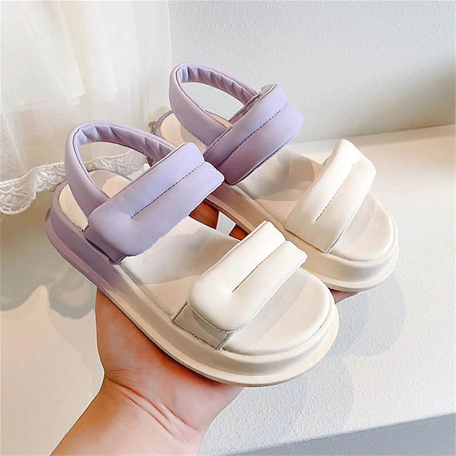 Toddler Girls Eva Sandals Outdoor Open Toe Soft Rubber Sole Beach Water Shoes Baby Leather Sandals for Girls