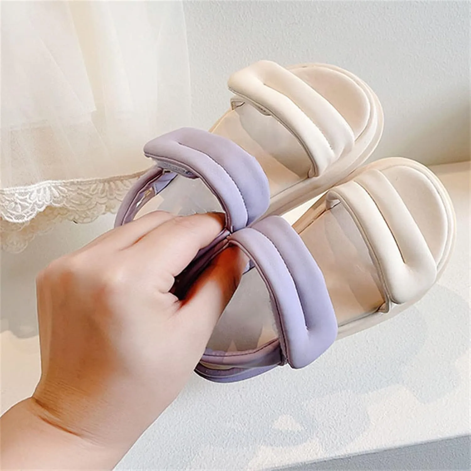 Toddler Girls Eva Sandals Outdoor Open Toe Soft Rubber Sole Beach Water Shoes Baby Leather Sandals for Girls