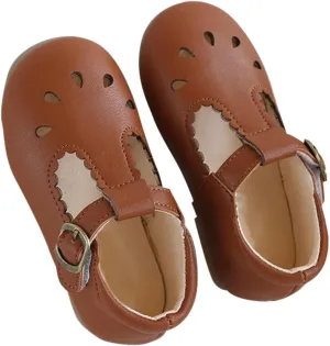 Toddler Girls Leather Lightweight Soft Sole Non-Slip Baby Cute T Strap Dress Shoes Mary Jane Flats Party Wedding