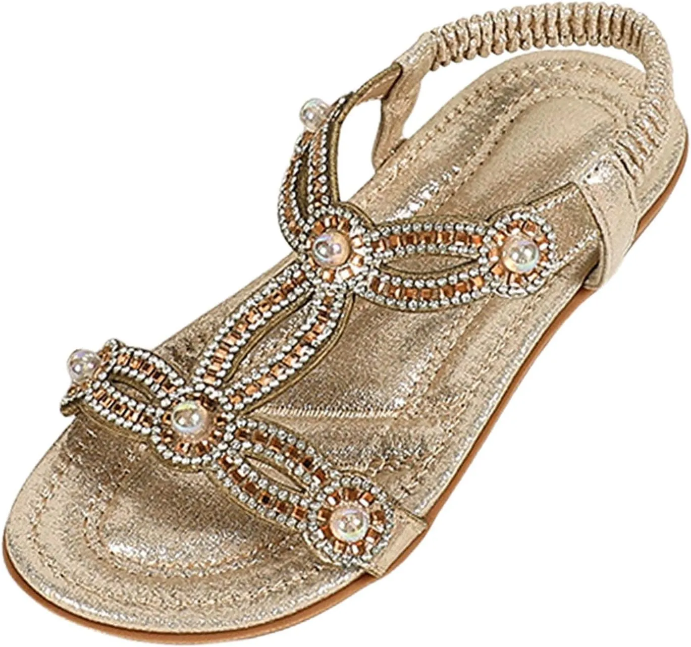 Toddler Girls Pearl Sequins Sandals Formal Dress Open Toe Fancy Wide Shoes Kids Baby Elegant Flat Non Slip Fancy Shoes