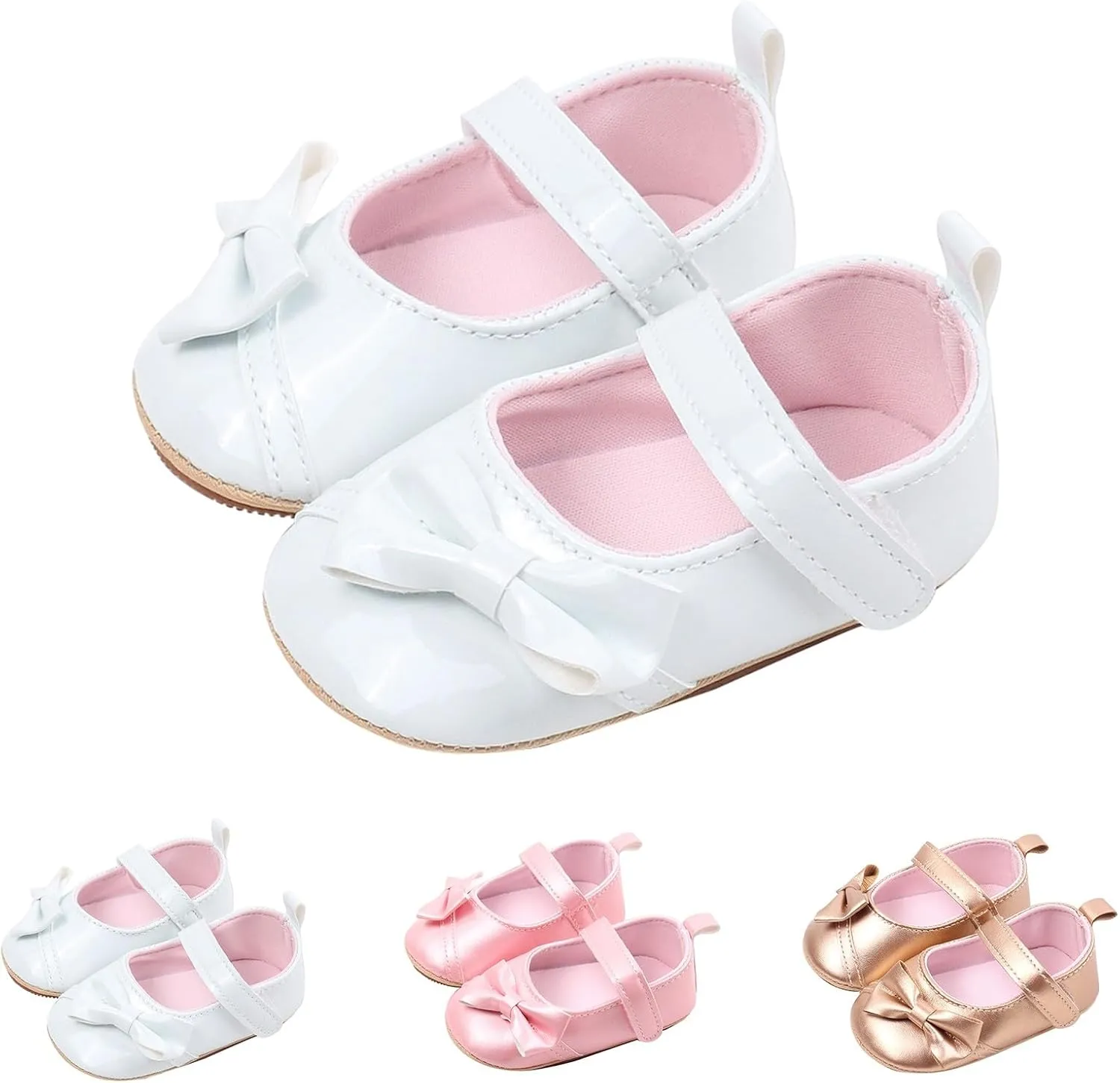 Toddler Girls PU Leather Solid Color Sandals Baby Infant Bow Close Toe Soft Sole Non Slip Flats Summer Casual Shoes