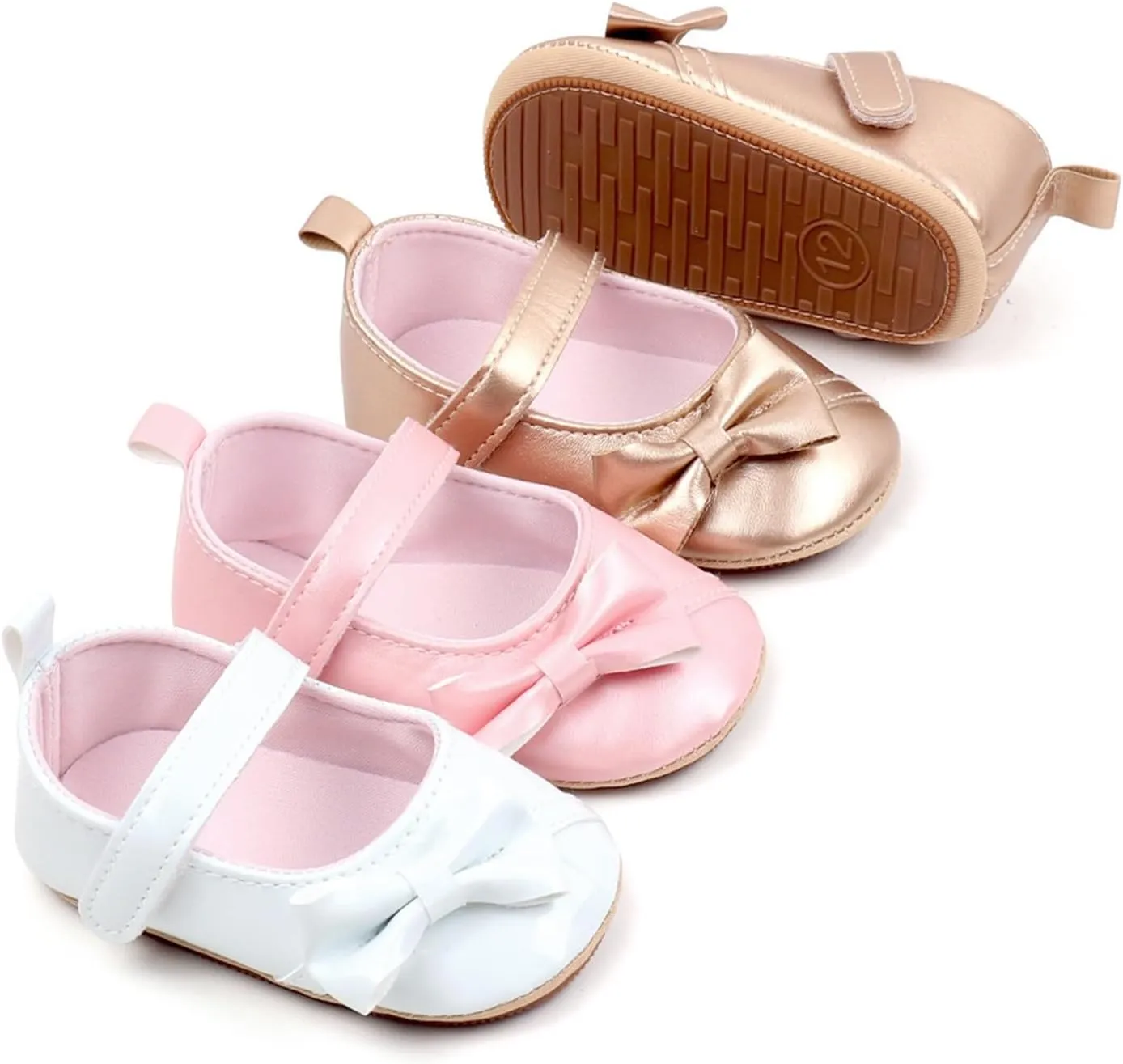 Toddler Girls PU Leather Solid Color Sandals Baby Infant Bow Close Toe Soft Sole Non Slip Flats Summer Casual Shoes