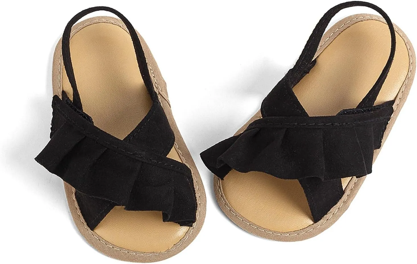 Toddler Girls Ruffle Slippers Sandals Summer Casual Baby Infant Little Girls Solid Color Soft Sole Flatt Princess Shoes