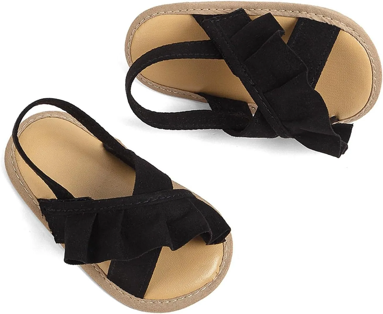 Toddler Girls Ruffle Slippers Sandals Summer Casual Baby Infant Little Girls Solid Color Soft Sole Flatt Princess Shoes