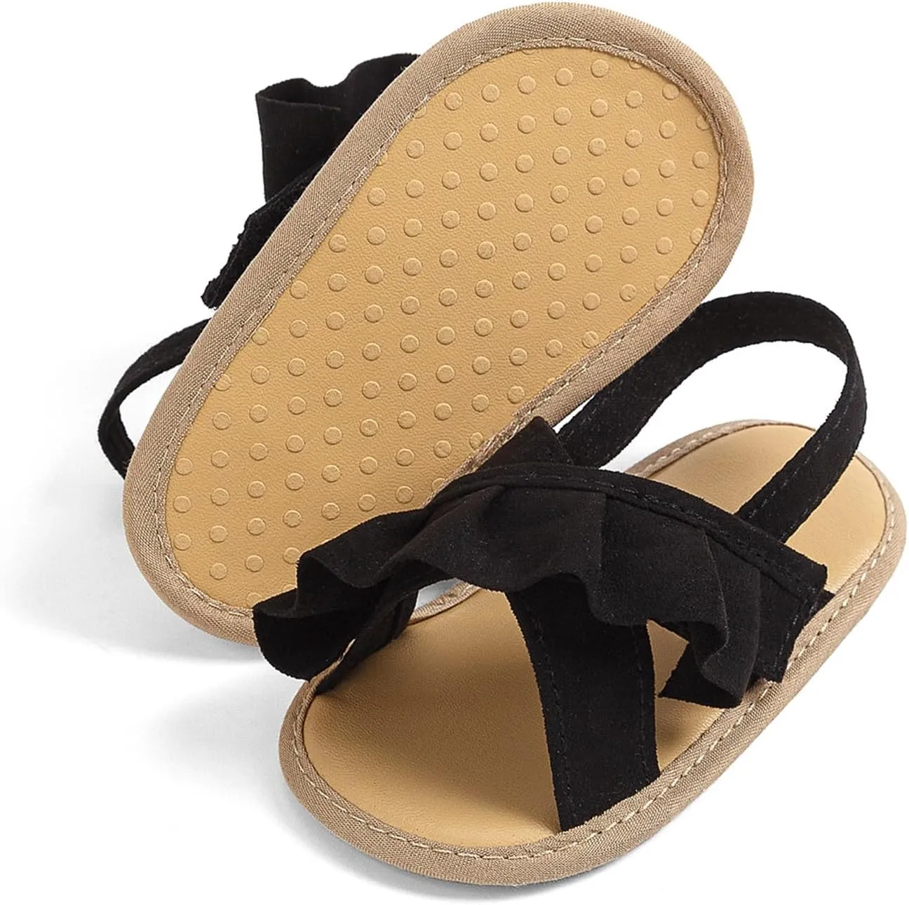 Toddler Girls Ruffle Slippers Sandals Summer Casual Baby Infant Little Girls Solid Color Soft Sole Flatt Princess Shoes
