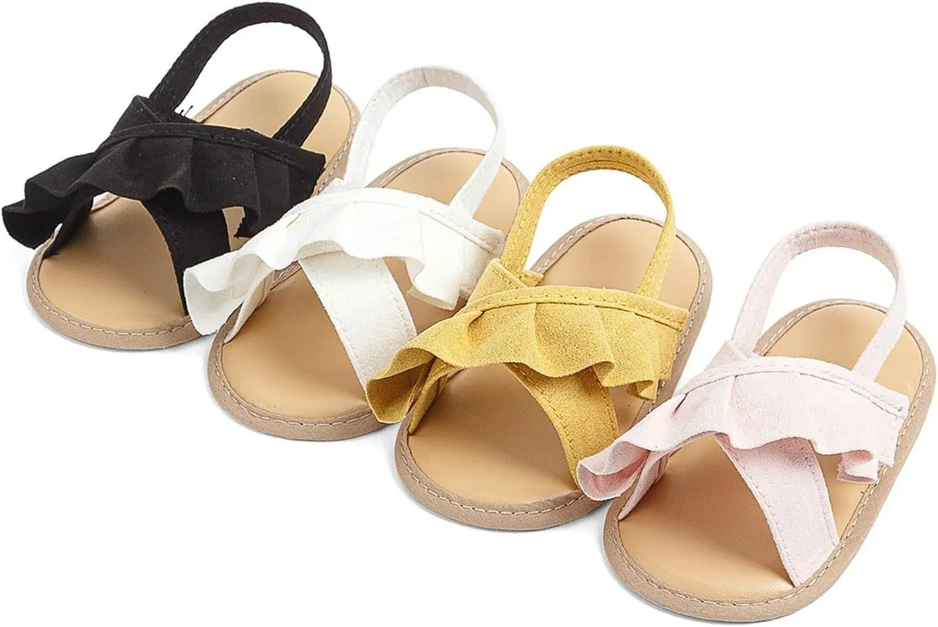 Toddler Girls Ruffle Slippers Sandals Summer Casual Baby Infant Little Girls Solid Color Soft Sole Flatt Princess Shoes