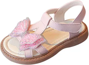 Toddler Girls Summer Casual Sandals Baby Kids Wedding Open Toe Cute Shoes Princess Butterfly Soft Sole Beach Strap Flats