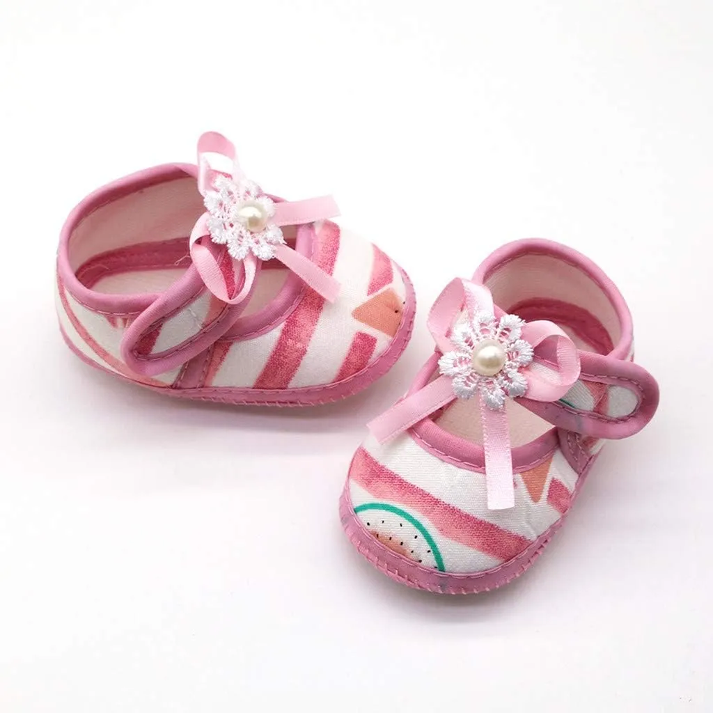 Toddler Girls Walking Sandals Shoes Sandals Prewalker Baby Single Shoes Soft Printing Girls Sole Watermelon Sandals